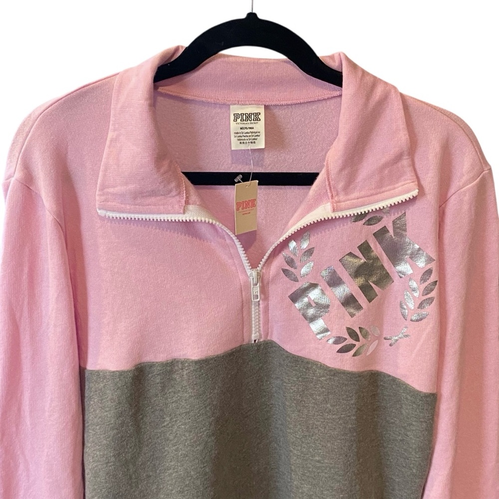 Victorias Secret PINK Quarter Zip Lightweight Fleece Pullover Womens Size Medium - Picture 3 of 7